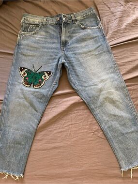 Gucci Light Wash Raw Hem Denim Jeans